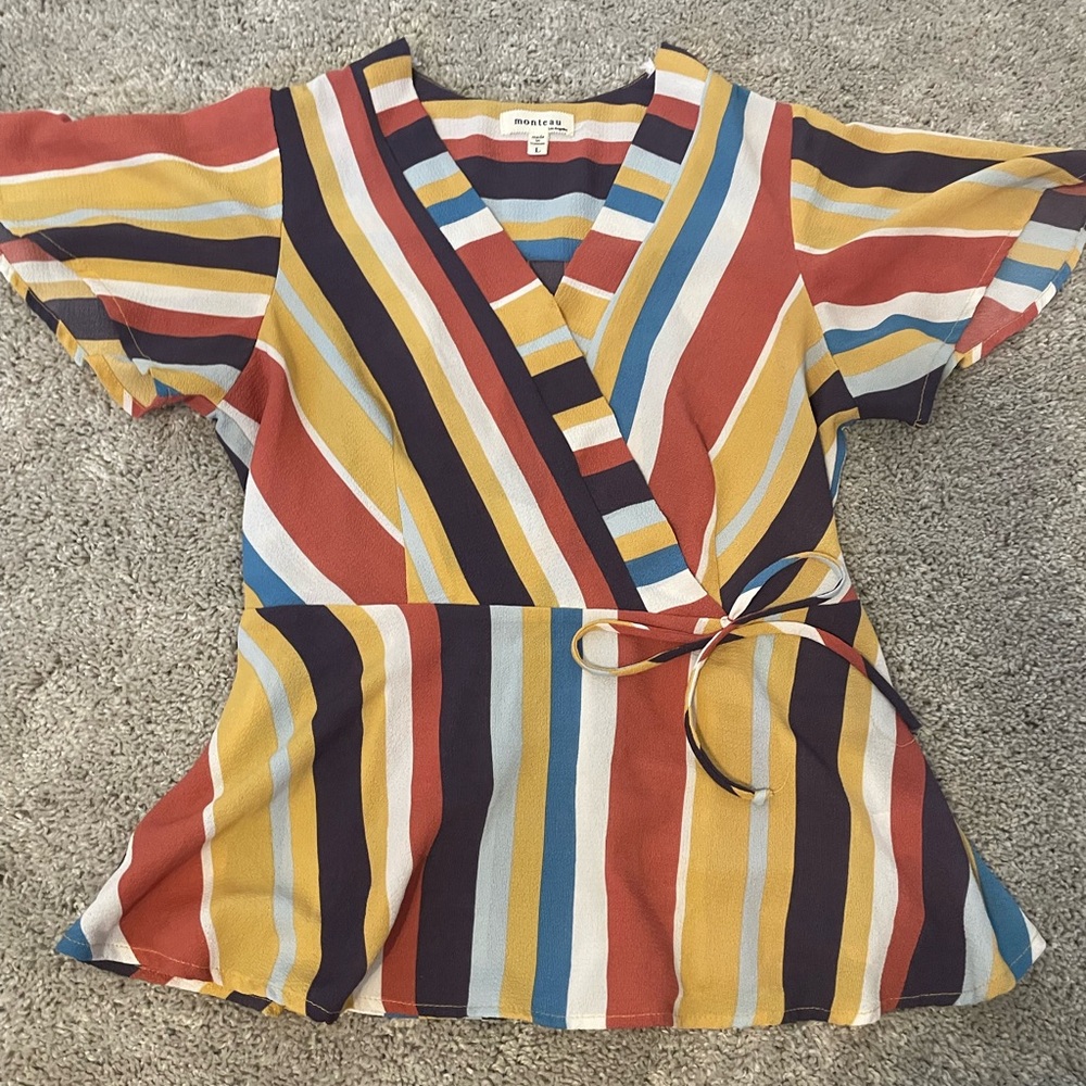 Monteau Women's Striped Blouse - Multicolor